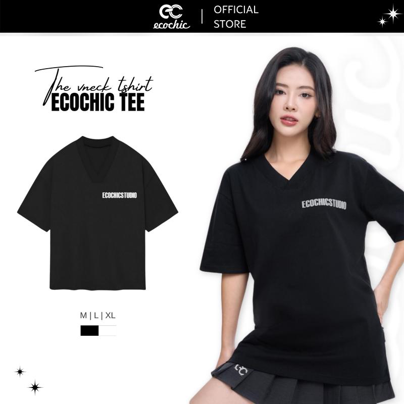 Áo Phông ECOCHIC T-SHIRT CỔ TIM BASIC B018 Local Brand Chính Hãng Unisex Form Rộng Oversize Premium Cotton Cổ Tròn