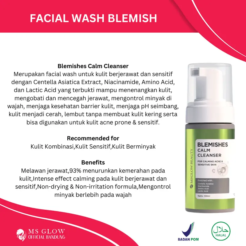 MS Glow Facial Wash New Series Blemish WhitecellDNA Pembersih Wajah Murah - By Msglowofficialbandung Aging Berjerawat 1