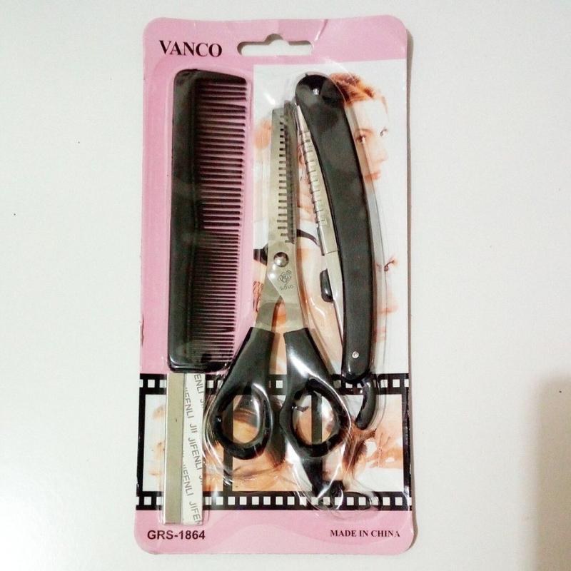 GUNTING RAMBUT SET 3In1 GUNTING SASAK SISIR PISAU CUKUR RAMBUT 4