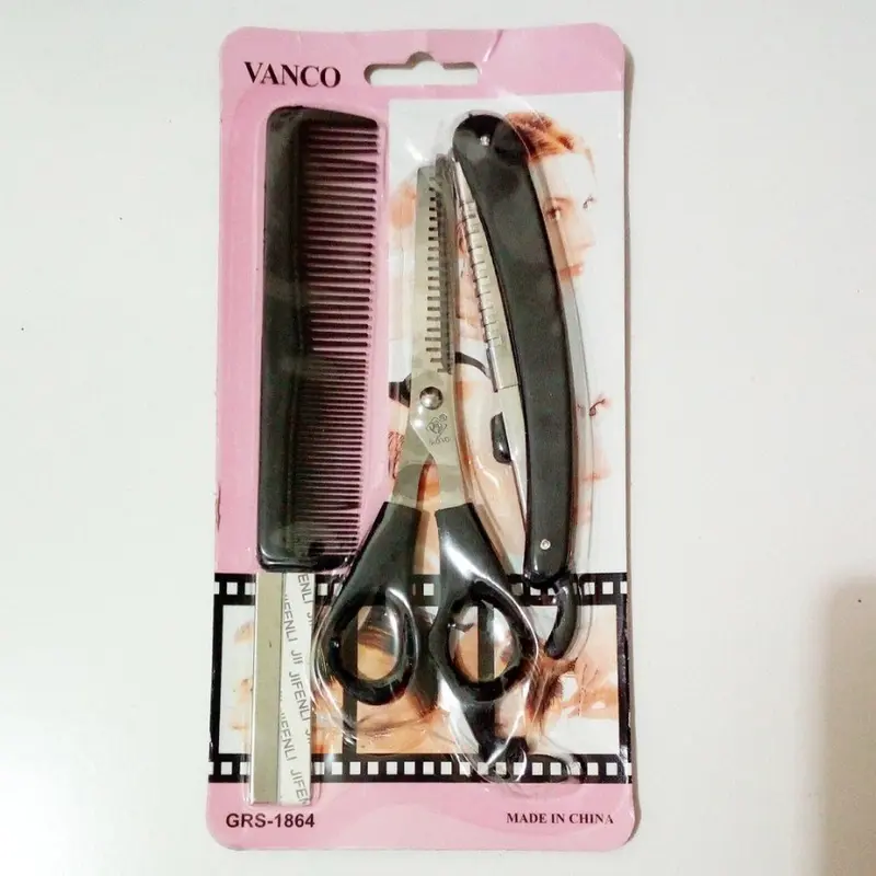 GUNTING RAMBUT SET 3In1 GUNTING SASAK SISIR PISAU CUKUR RAMBUT 4
