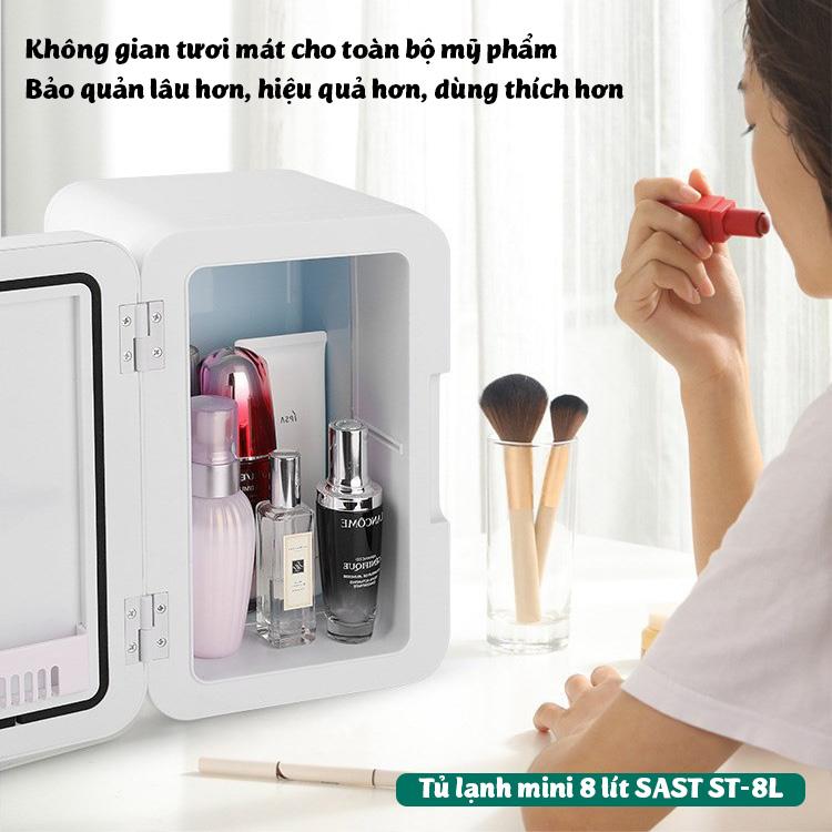 (Màu hồng) Tủ Lạnh Mini 8L Hâm Sữa Đựng Mỹ Phẩm - Tủ Lạnh Mini Gia Đình Làm Lạnh Nhanh, Tiết Kiệm Điện