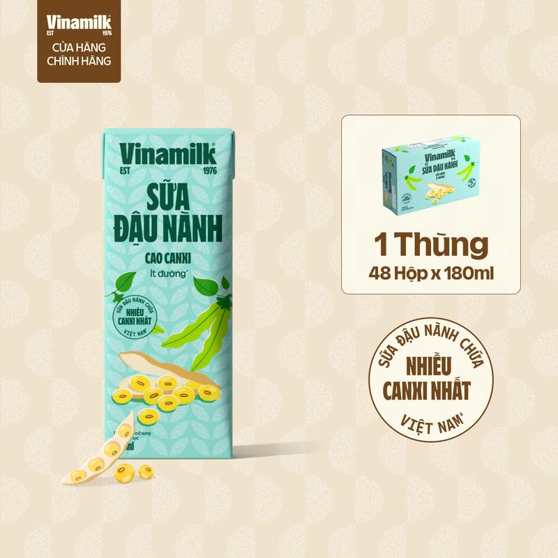 AFF Sữa đậu nành cao canxi Vinamilk - Thùng 48 hộp 180ml