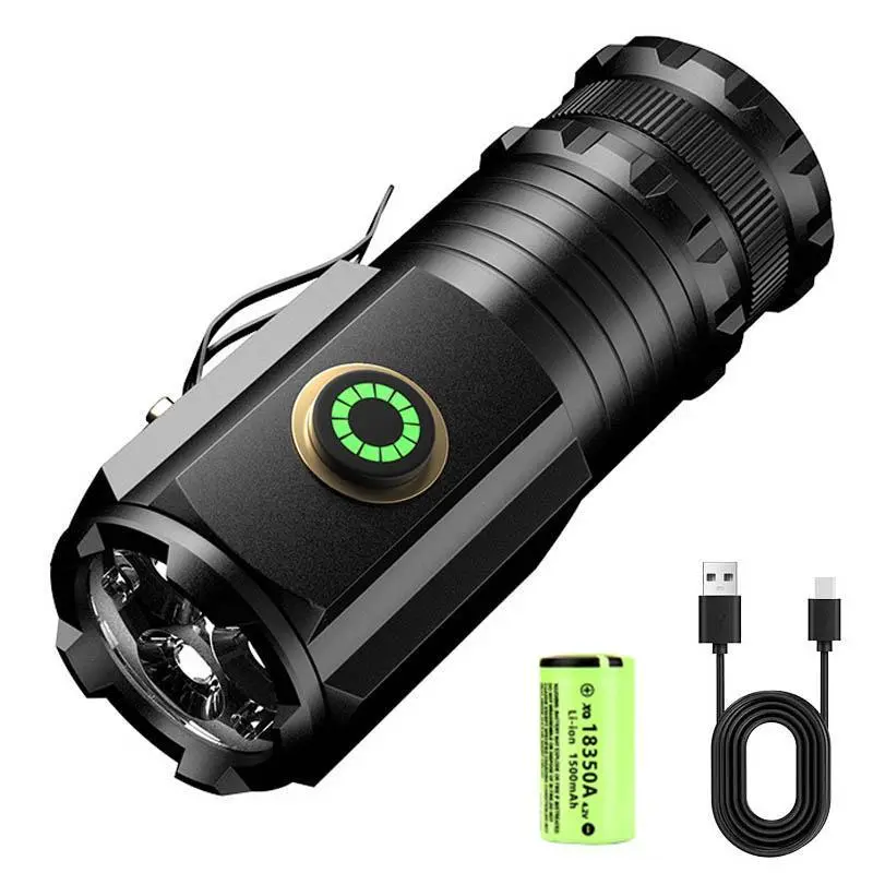 Đèn Pin LED, Cầm Tay, Có Thể Sạc Lại USB, Đèn Pin Chiến Thuật, Đèn Cắm Trại Ngoài Trời, Đi Bộ Đường Dài, Câu Cá Ban Đêm, Không Thấm Nước