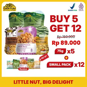 Gain Yum - [PAKET KOMPLIT] All Variants Kacang Polong dan Kacang Koro 75 g