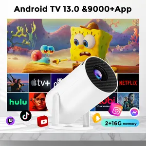 ISINBOX 2+16G HY300 Pro 28000 Lumens 4K Smart Projector Android 13 Ultra HD Wifi 6.0 bluetooth 5.0 Proyektor TV Support HDMI Led LCD Laptop proyektor bluetooth mini proyektor Tiktok RICT+ disney netflix youtube loklok wetv proyektor android 4k full hd