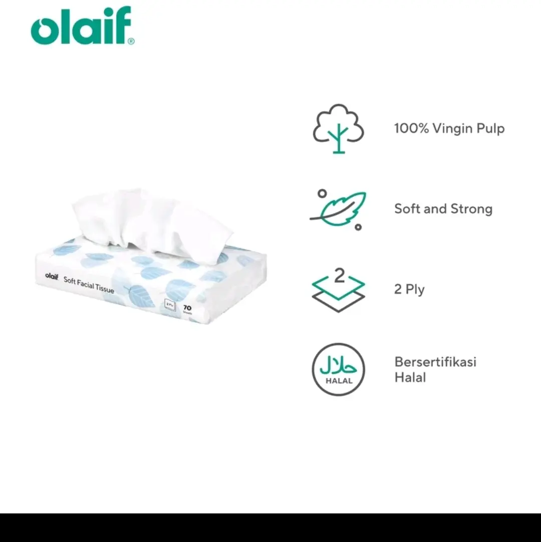 [ Bundle ] Olaif Facial Tissue  2 ply - Tisu wajah lembut - 3 packs x 70 sheets -Tissue travel pack