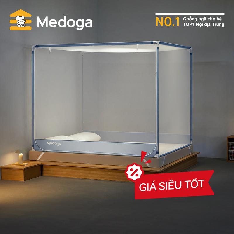 [Tiết Kiệm] Mùng Chống Ngã Medoga - Mùng Khung Vuông Đơn Cửa | 1 Cửa U | Chống Muỗi | Chắn Giường | Chống Ngã Giường