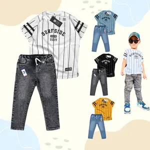 Setelan Anak Laki Laki Kaos Distro & Celana Jeans Panjang Usia 1-12 Tahun Set Fullprint Bright Series