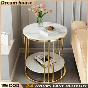 [COD] Meja Motif Marmer Meja Nakas Meja Bundar Meja Tamu Meja Susun Meja Minimalis Meja Kopi Meja Samping Tiga Tingkat Meja Pojok Bunga Meja Sudut Meja Kecil Kamar Meja Makan Meja Cafe Furniture