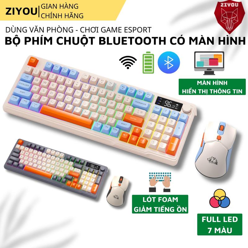 Bộ Bàn Phím Chuột Không Dây T96 Màn Hình Hiển Thị, Kết Nối Không Dây Bluetooth/ USB 2.4G, Chống Nước, Pin 15 Ngày