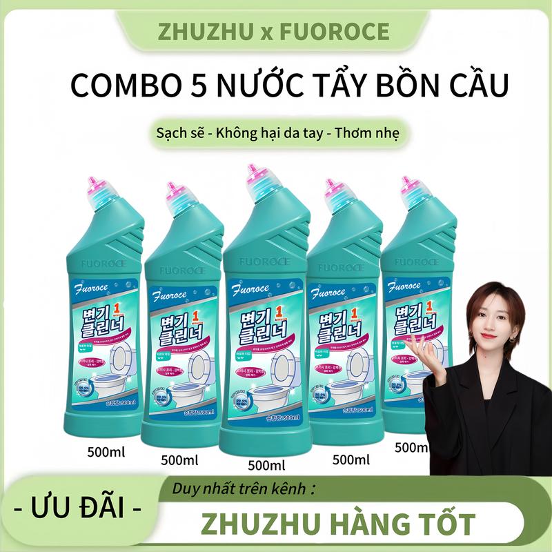 (zhuzhu)Mua 3 tặng 2 Fuoroce Nước tẩy bồn cầu Công thức kiềm Khả năng làm sạch mạnh Làm sạch và loại bỏ 99,9% vi khuẩn Chất khử trùng và khử mùi - 500ml x 5 chai vệ sinh gạch và kính
