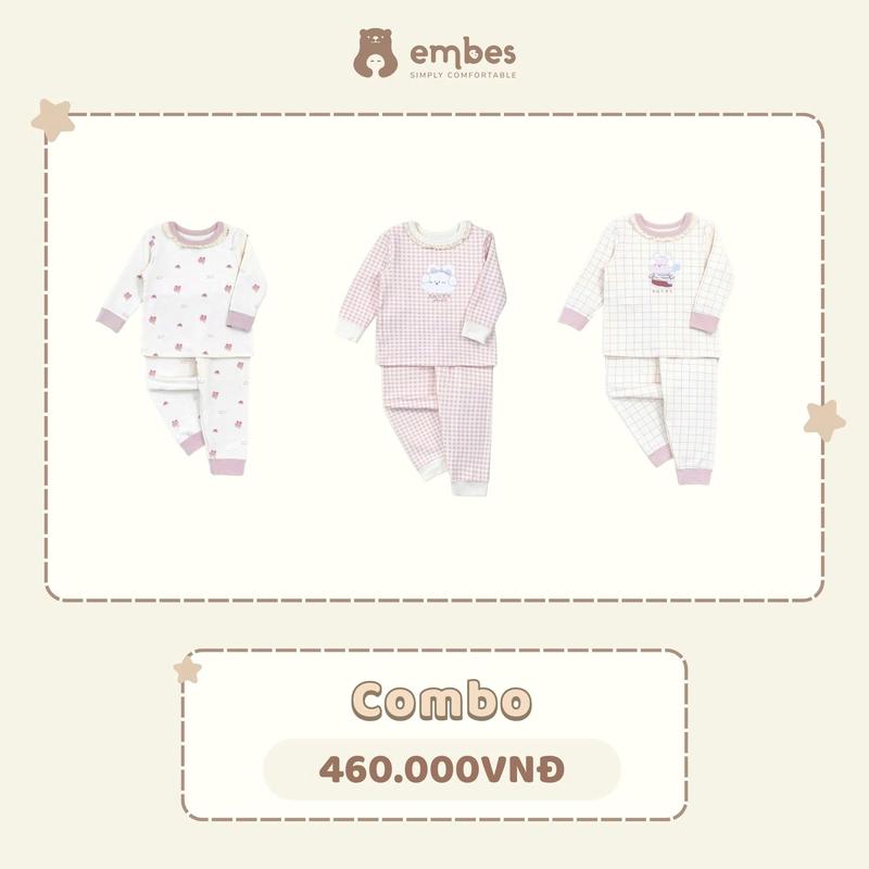  Combo 2 Bộ quần áo dài tay hoạ tiết thỏ Ponnie cho bé gái Embes Việt Nam từ 9 tháng - 4 tuổi - 25-K7-01 