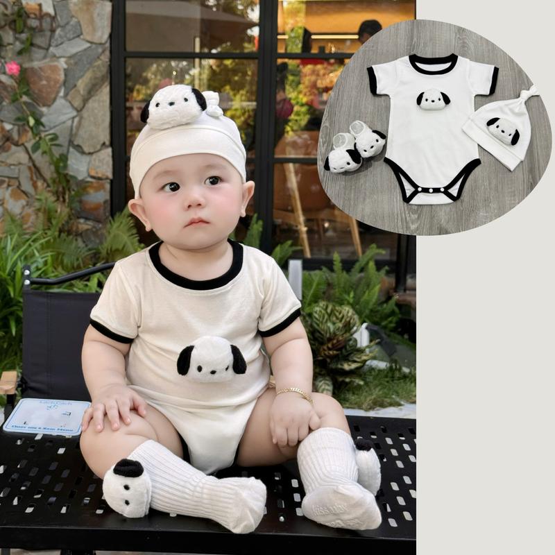 Bộ body chip cộc tay đính hình thú cho bé