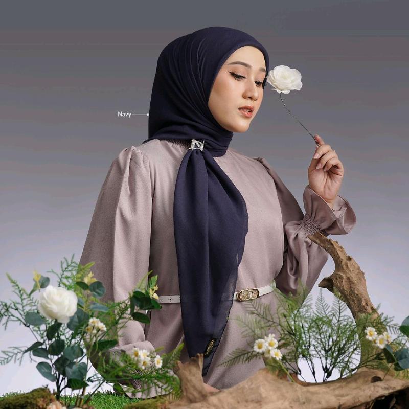 PROMO NADHEERA 037 HIJAB SEGI EMPAT POLOS PARIS TERBARU 5