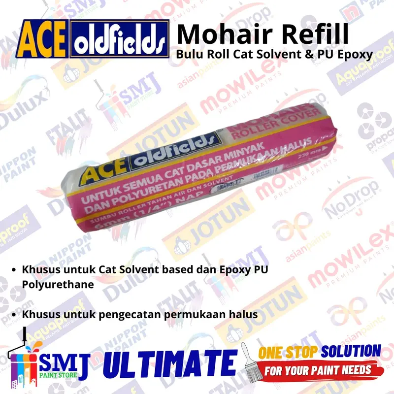 Refill Bulu Kuas Roll Cat Minyak dan PU ACE OLDFIELDS MOHAIR 230mm 0