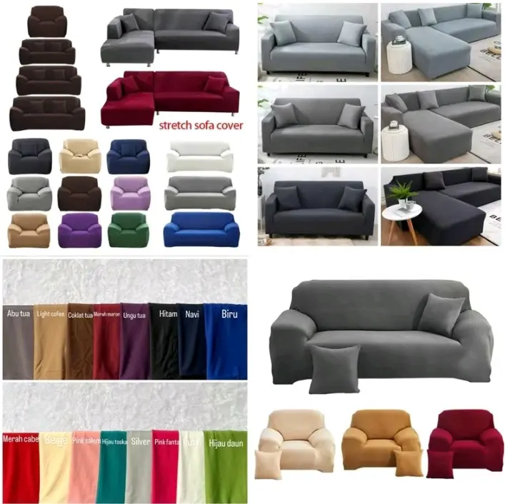 SARUNG SOFA KURSI TAMU 1 23 4 SEATER ELASTIS COVER SOFA SUDUT SIKU L SHAPED DEKORASI