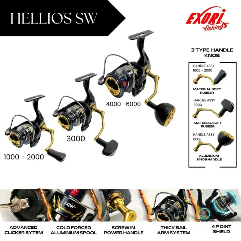 Reel pancing EXORI HELIOS / SW power handle 800/1000/ 2000 / 3000 / 4000 / 6000