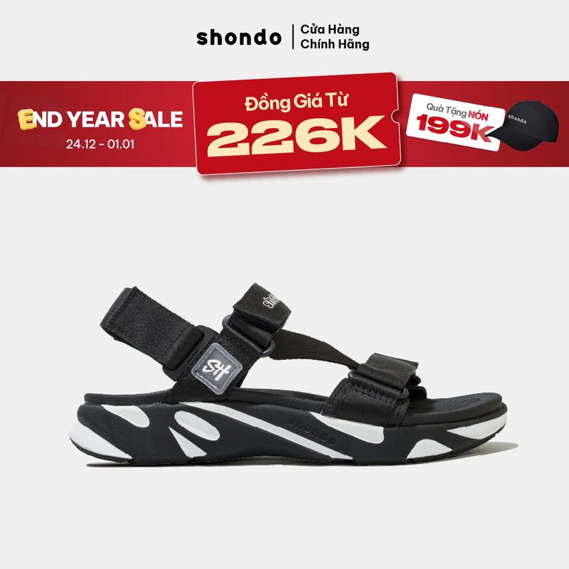 Giày Sandal Nam Nữ Shondo Êm Chân Bền F8 Đen Trắng Ver.2 F8M1012