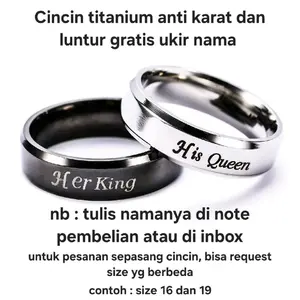 Cincin Titanium Ukir Nama & Tanggal Custom Hadiah Couple Anti Karat Anti Luntur untuk Pasangan Rings