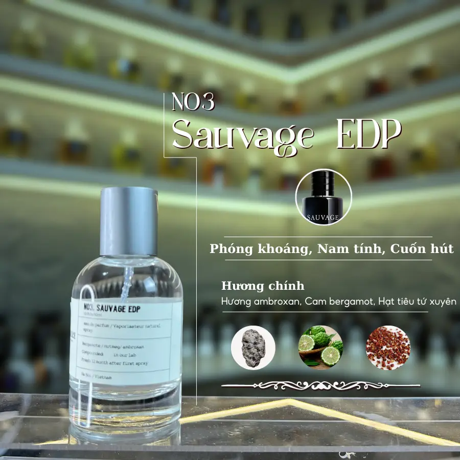 Nước hoa nam Custom Lab Sauvage EDP 30ml phong cách Phóng khoáng Nam tính Cuốn hút NO.3
