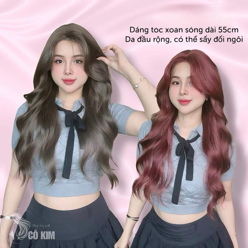 PK41 > Tóc bộ dệt mái dáng xoăn sóng mái bay dài 55cm khách nhận hàng nhớ chà sấy ngôi để bông phần tóc con viền mái và tóc được phòng bay đẹp