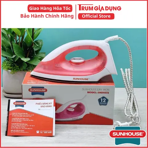 Bàn là khô 1000W bảo hành 12 tháng toàn quốc, ủi quần áo phẳng mịn an toàn
