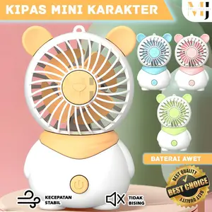 Kipas Angin Portable Mini Pendek Kipas Elektrik Karakter / Kipas Genggam Lucu Aneka Warna