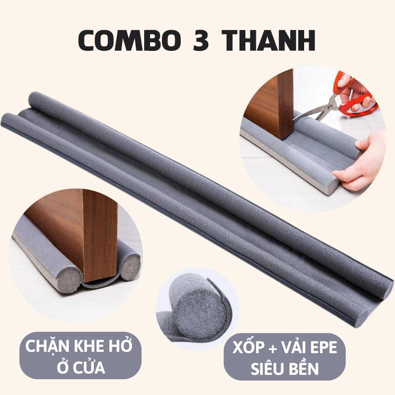 Combo 3 Thanh Chặn Cửa Dài 95cm, Miếng Chắn Đáy Khe Cửa Chống Thoát Hơi Máy Lạnh, Ngăn Côn Trùng Bụi Bẩn