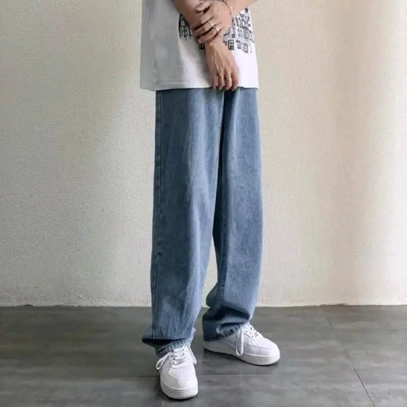 Celana Jeans Pria Baggy Pants Oversize Nyaman dan Murah Basic Denim Celana Skena Loose Panjang Santai Stretch Keren 13 Oz Denim Straight Loose Reguler Non Stretch Button Nikel Rivet Nikel Size 27-38 6