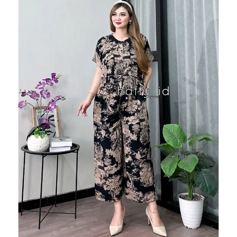 ONE SET SETELAN WANITA ELMIRA SET ATASAN  KUTUNG CELANA KULOT 7/8 RAYON PREMIUM 1
