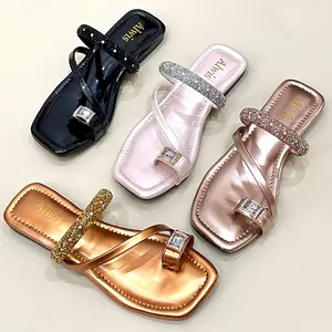 Alwisshoes ANITA Sandal Wanita Jepit Jempol Premium Sendal Teplek Cristal Cewek Kekinian Non Slip Sendal Flat Elegan OOTD Style Pesta