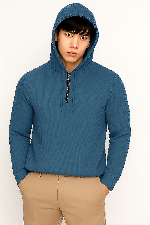 kaos pria lengan panjang Hoodie Ziper wafle polos 2- hanley lengan panjang kancing aktif - kaos distro Polos Baju Formal