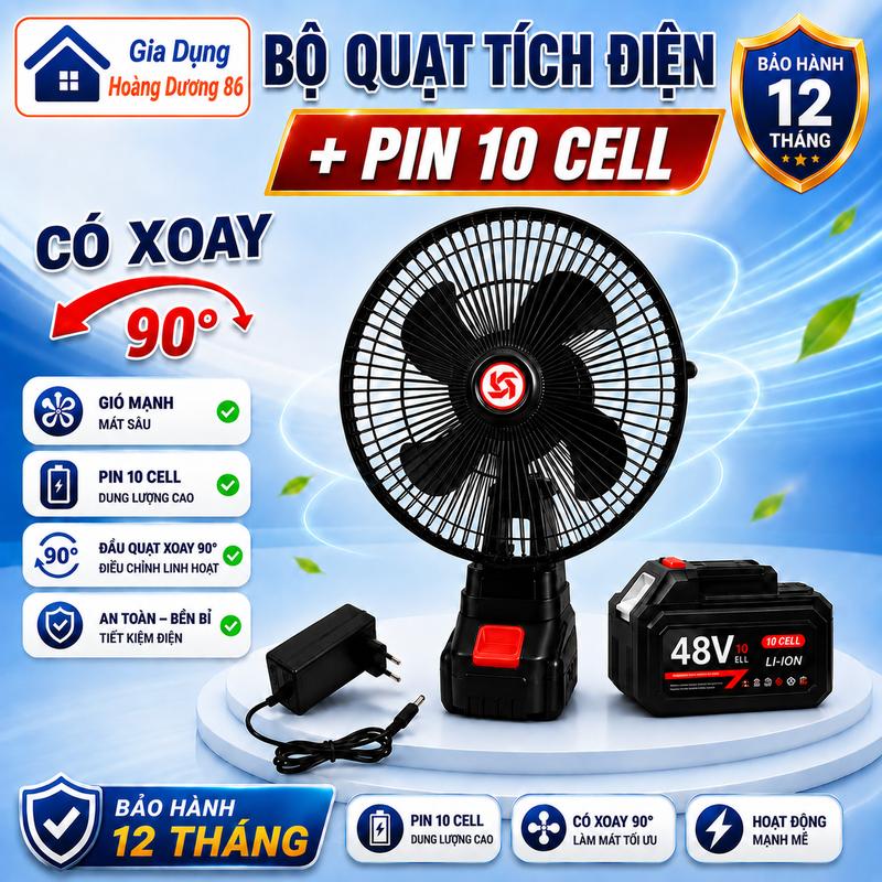 ( ĐỘC QUYỀN LIVE ) Quạt Tích Điện Có Xoay Pin 10 Cell, Giá Tốt - Tiện Lợi - An Toàn - Bền Bỉ Phù Hợp Với Mọi Gia Đình ,  Bảo Hành 12 Tháng Từ Nhà Sản Xuất, Lỗi 1-1 Trong vòng 7 ngày Sử Dụng