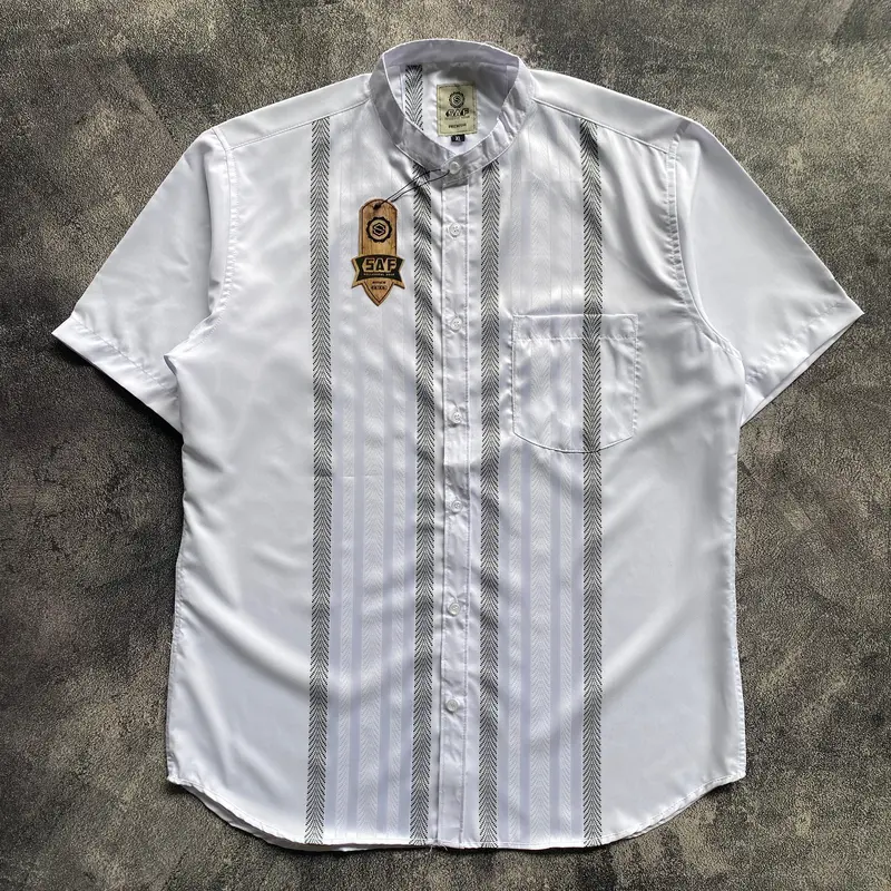 M471CK X SAF Kemko Motif Katun Madinah Tangan Pendek Baju Kerah Shanghai Pria Nyaman Muslim Koko Dewasa 1