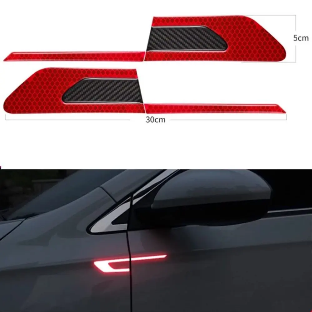2Pcs/Set Car Reflective Safety Warning Strip Tape Car Bumper Reflective Strips Secure Reflector Stickers Decals