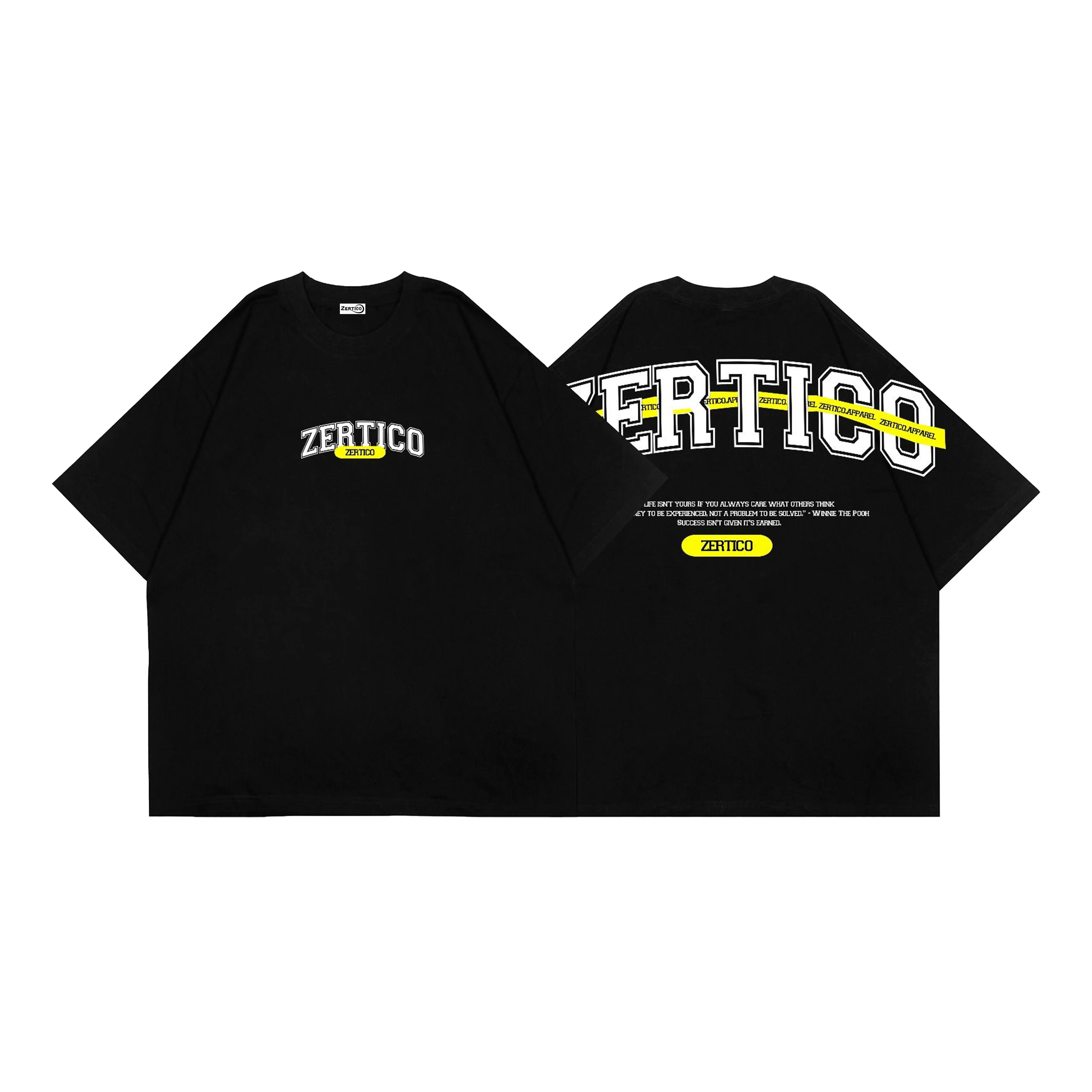 Zertico Kaos Distro CURVED BLACK Pria Wanita Cotton Combed 24s Premium