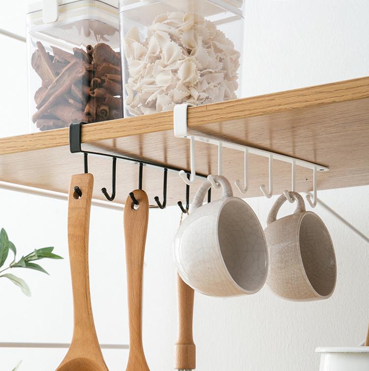 6 Hooks Kitchen Hanger Iron Hooks Shelf Free Of Punch Rack ...