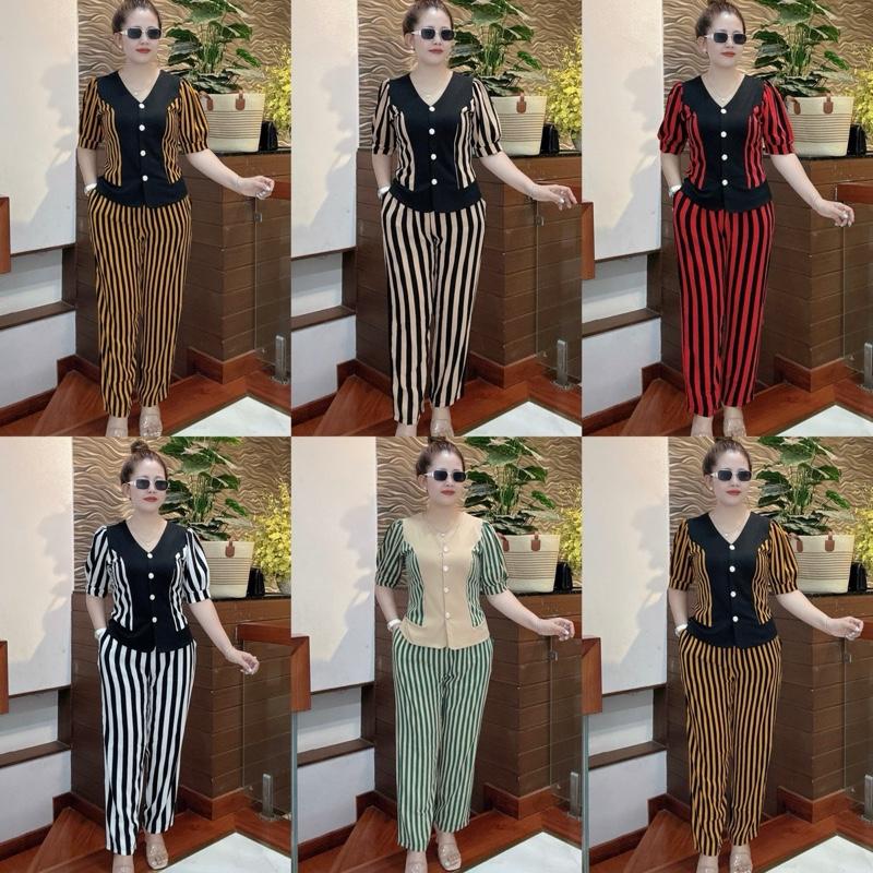 ĐỒ BỘ TRUNG NIÊN, ĐỒ BỘ TẶNG MẸ , TẶNG BÀ - HD158 ủ kem thun gân bo quan ao cho me 40 tuoi