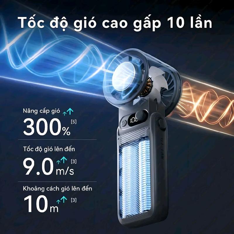 Quạt tích điện cầm tay mini GS A1 PRO (A228) -  chức năng sò lạnh, gió mạnh 7.5m/s, pin 6000mAh, bảo hành 3 tháng 4