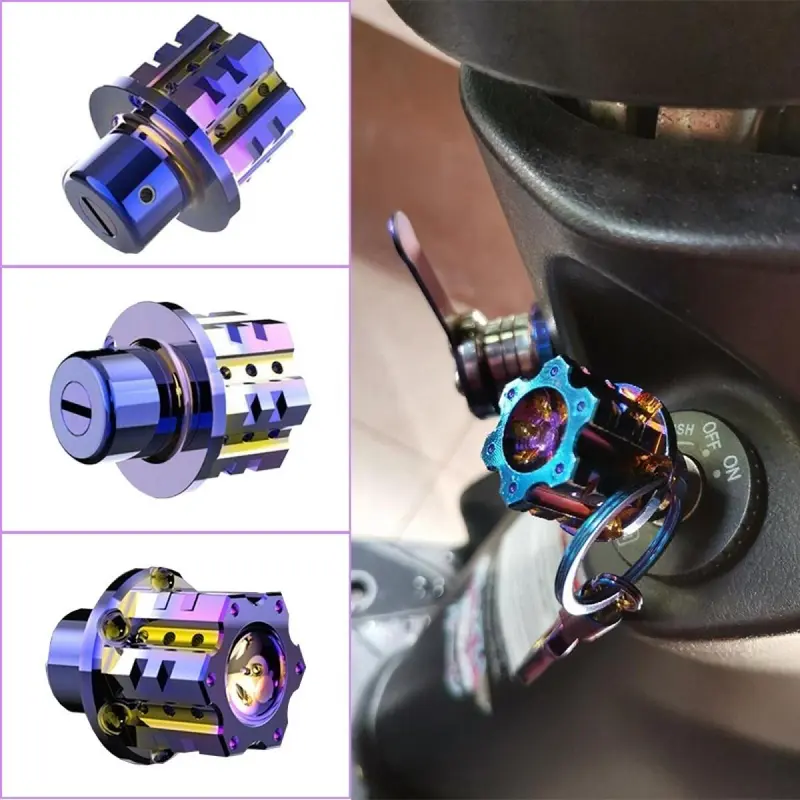 [Jrmoto] Gantungan Kunci Motor Titanium Hexagon - Penutup Kunci Anti Karat, Universal untuk Semua Tipe Sepeda Motor Pengait 6