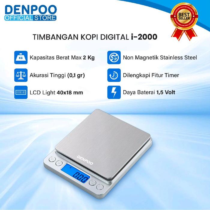 Gambar Timbangan Digital 2KG / 0,1gr Kopi Dapur Drip Coffe Scale Digital - I2000 dari denpooelectronicsofficial Kota Administrasi Jakarta Pusat Tokopedia