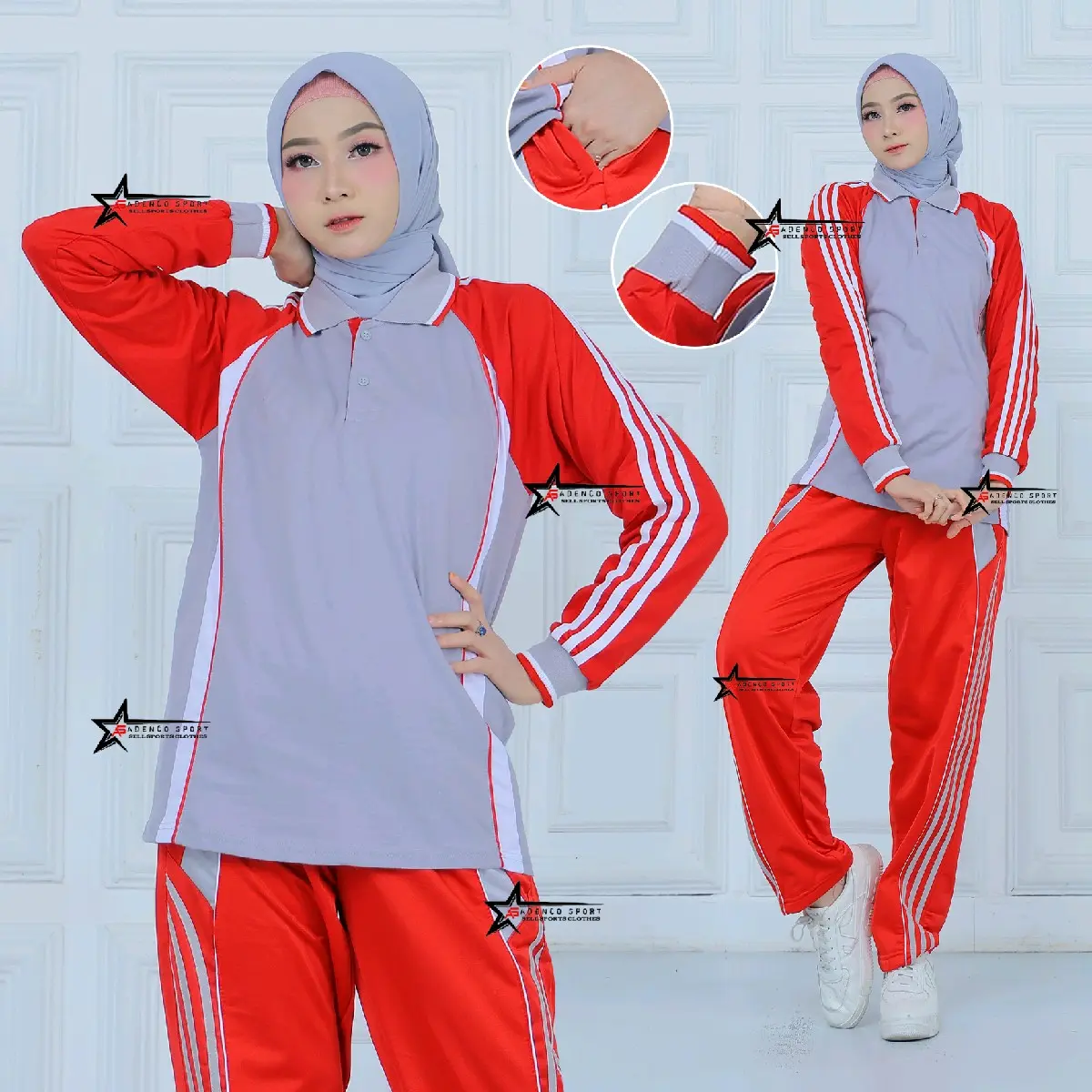 Setelan baju olahraga / stelan kaos olahraga / stelan training olahraga sport Celana Muslim Panjang Tunik Polos