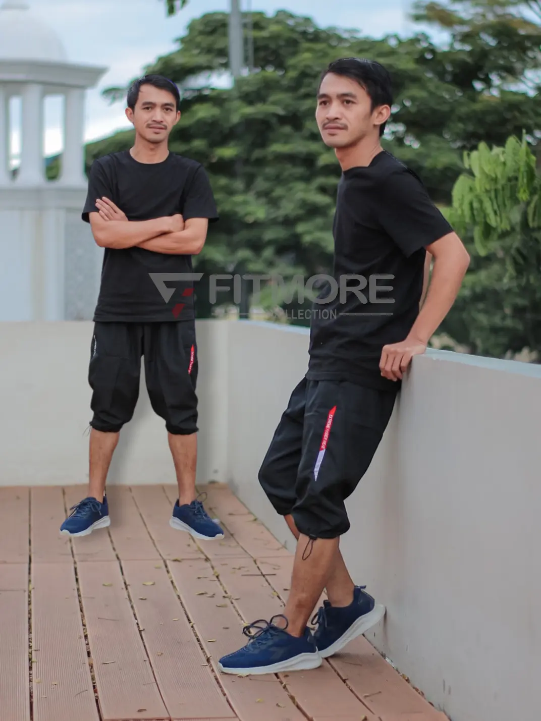 Celana Olahraga 3/4 Pria dewasa + cocok Untuk Lari,Senam,Bersepedah,Sanatai dirumah + model Sampe bawah lutut + a  edem nyaman digunakan Sport xxl tosca lis hitam tahan angin dapat dicuci dengan mesin Abu Parasut bersabuk running cuci kering voly ball hit