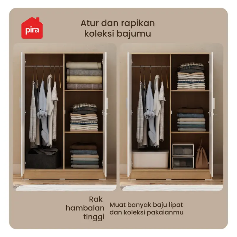 Pira Metropolis OX - Aruna BL80 Lemari Pakaian Kecil 2 Pintu 2