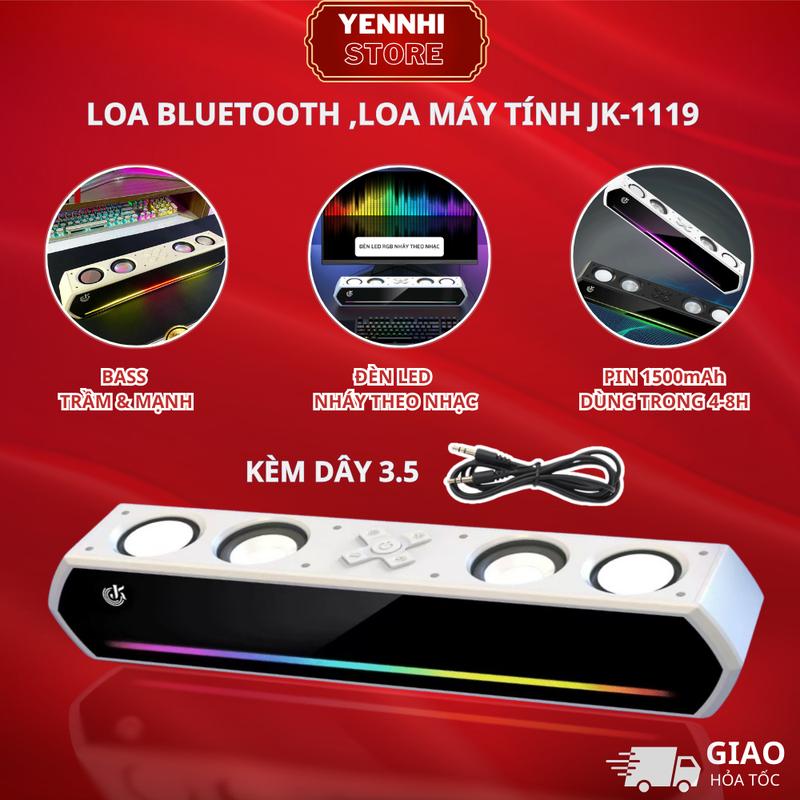 BambooBoutiqueBend Loa Máy Tính Gaming Soundbar Bluetooth Để Bàn JK-1119, Âm Thanh Hay Bass Cực Mạnh Led RGB Nháy Theo Nhạc Pin Dùng 4-8H