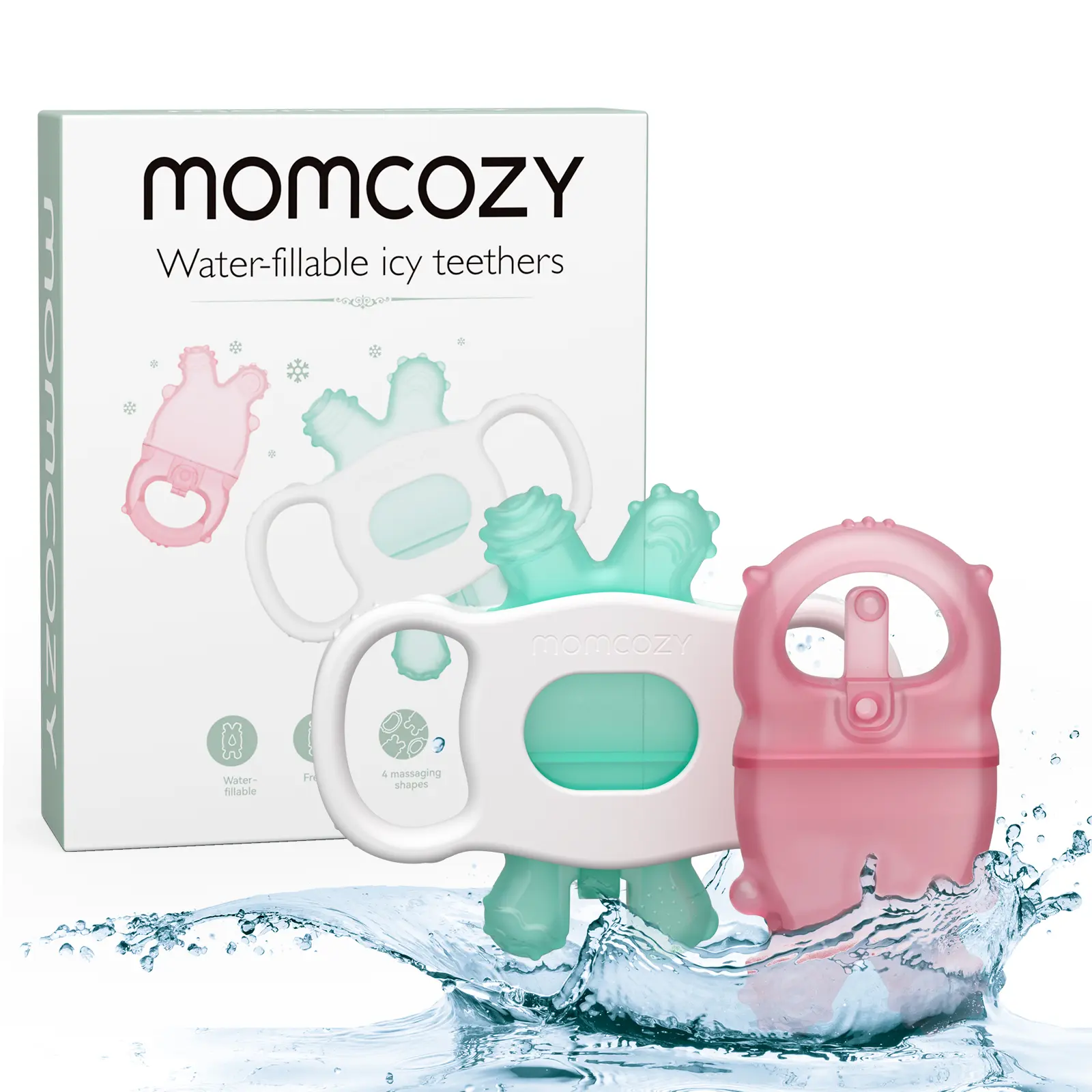 Baby Teether Toys, Water Fillable Teether Silicone Cold Teether, Baby Teething Toys Chill Teether, Baby Water Teether for Teething Relief 0-12 Months, 2 Pcs