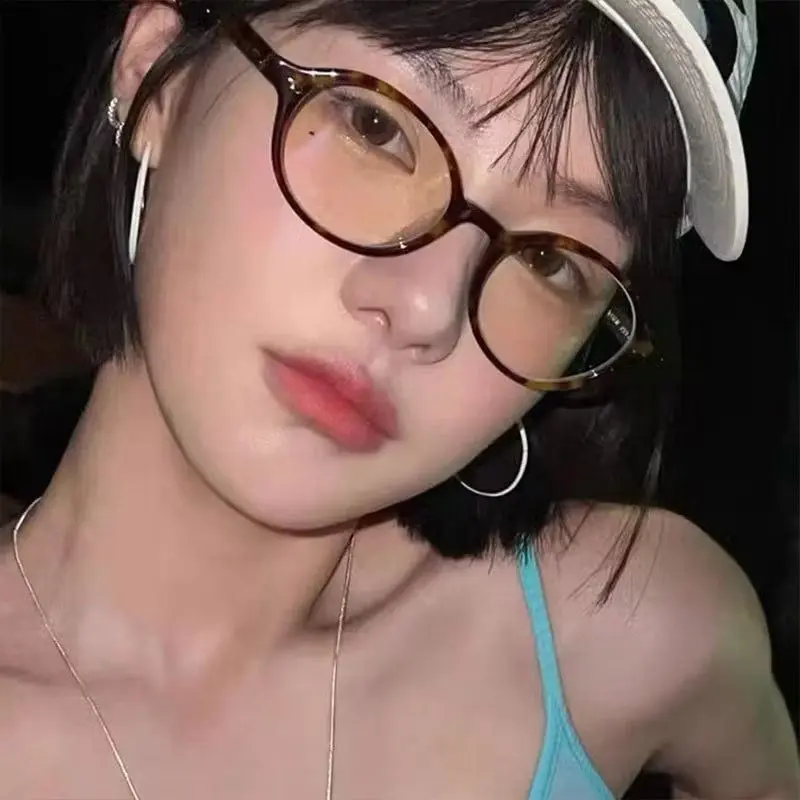 [KC-MT107]  Kacamata Bingkai Oval Retro Bingkai Kecil Kacamata Pemutih Anti Cahaya Biru Kacamata Optik Kacamata Hitam Tahan UV