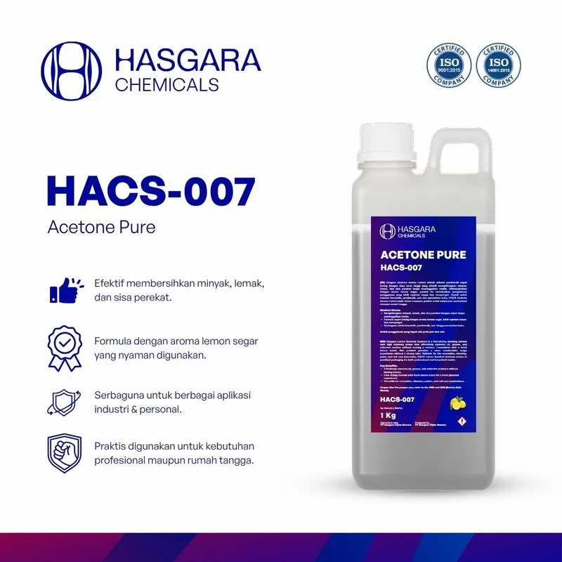 HACS 007 - Acetone Cairan Pembersih Kuku / Nail Polish Remover / Cairan Pembersih Serbaguna - Aroma Pure Lemon - 1 Kg