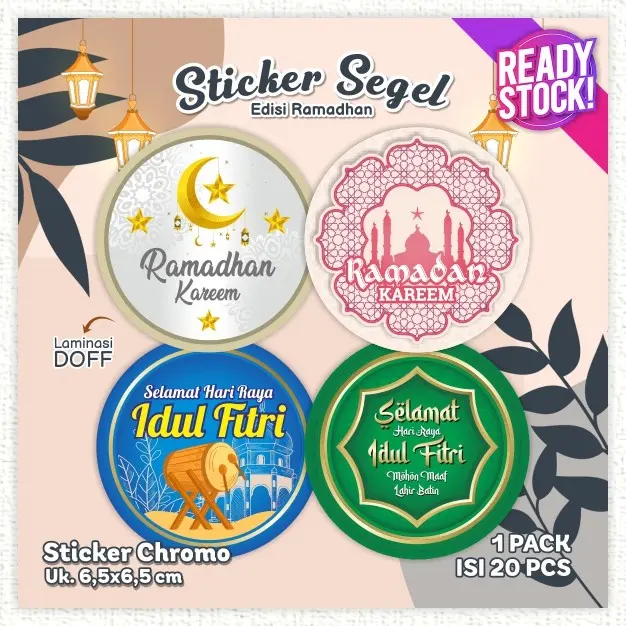[20pcs] Sticker Bulat Label Cookies Stiker Segel Toples Lable Dus Packaging Kue Kering Ramadhan Idul Fitri Lebaran 1