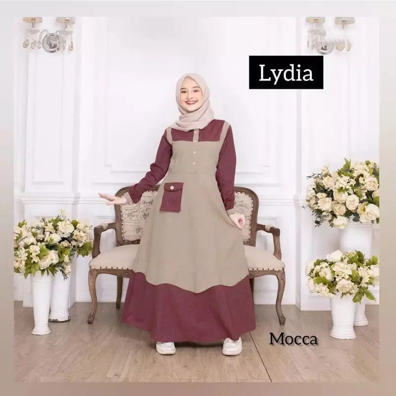 Baju Muslim Anak Tanggung Lidya Model Lynda dengan 5 Warna Serian - Crinkle Airflow - Cantik Gamis Panjang Dress Wanita Remaja Lebaran 0